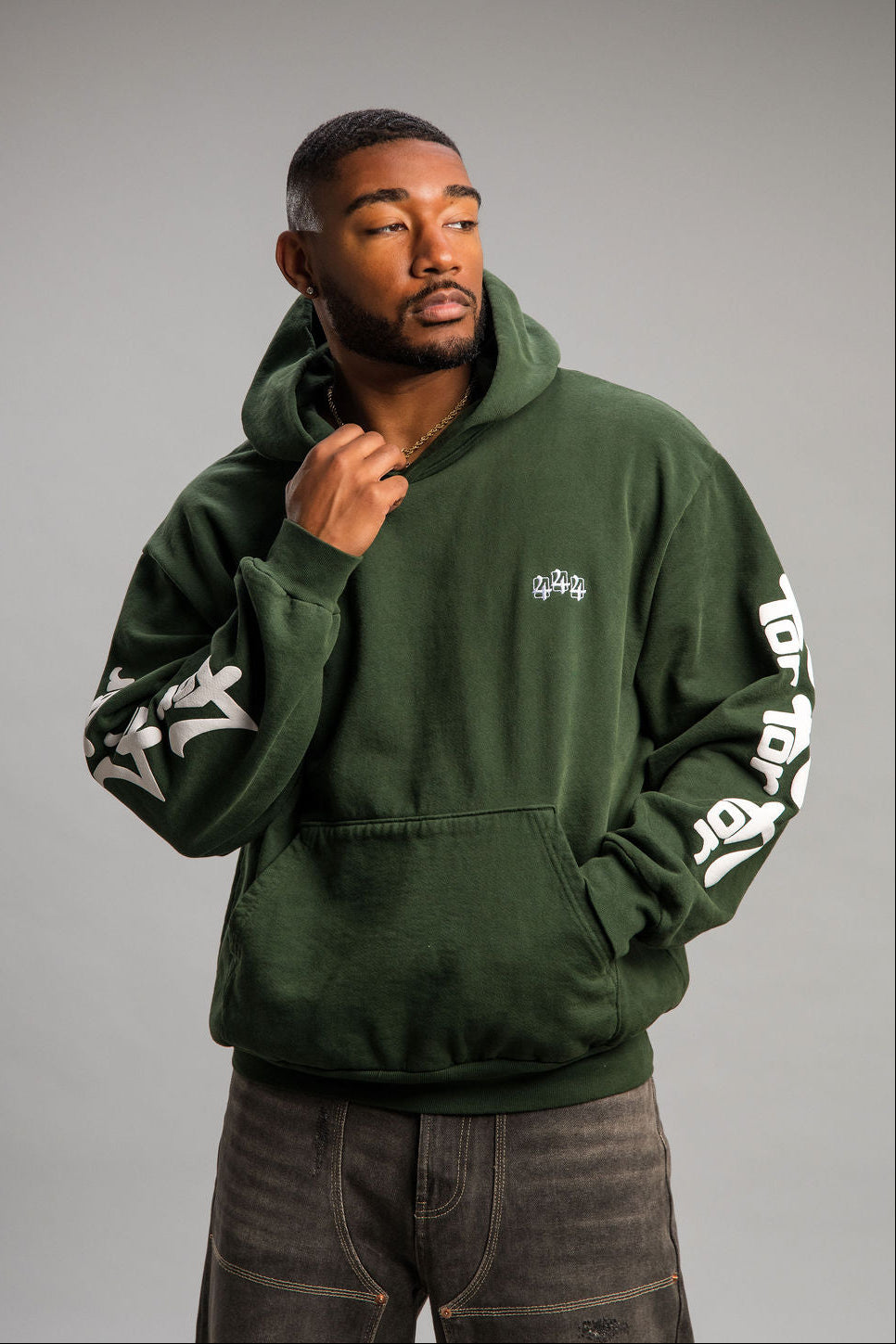 444 HOODIE - GROUNDING GREEN – forforfor